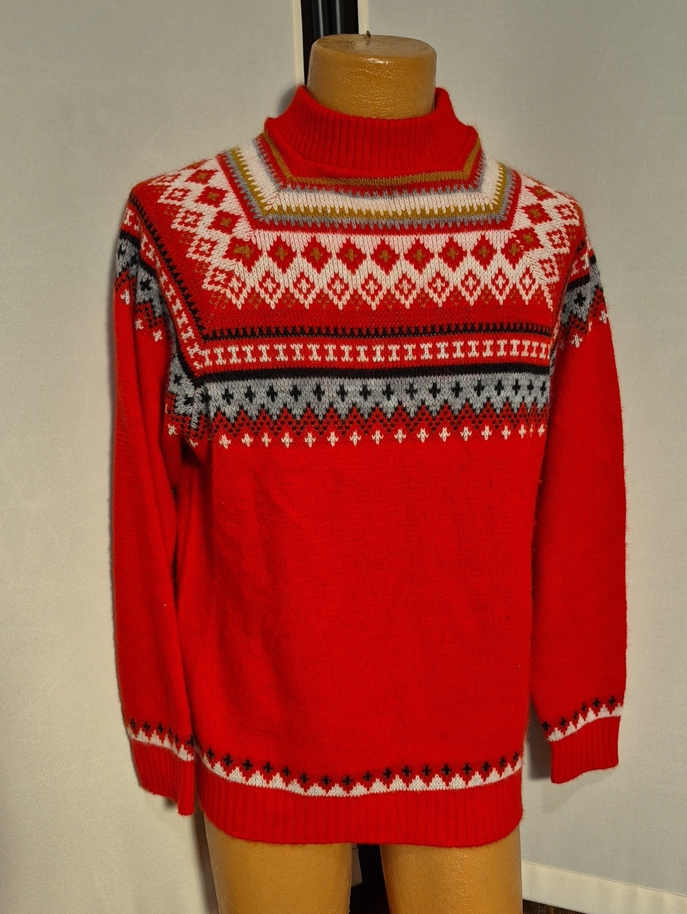Vtg. 80's Men's Arrow Ski Internationale Nordic Mock Turtleneck Sweater - Sz.L